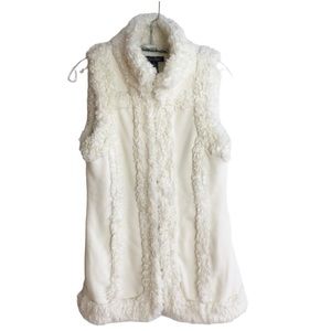 LUCKY BRAND FAUX FUR VEST IVORY XS